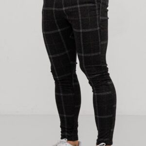 CHECKERED STRETCH TROUSERS - BLACK